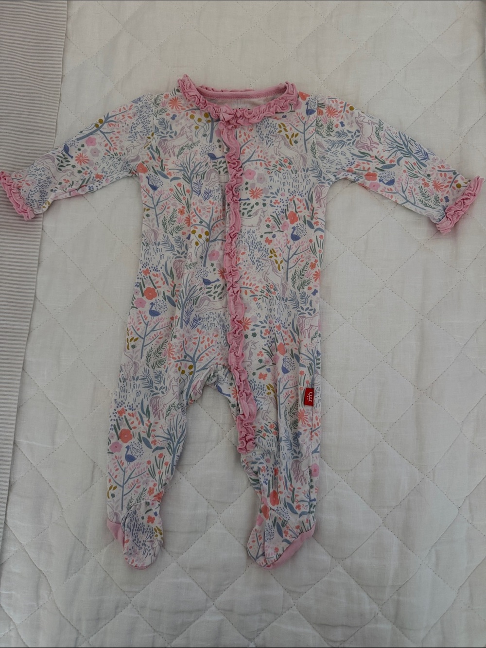 Magnetic Me Pink Floral Ruffle Footie One-Piece